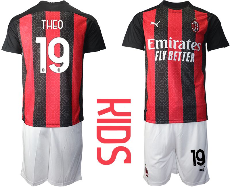 Youth 2020-2021 club AC milan home #19 red Soccer Jerseys